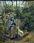 Camille Pissarro Wall Art - Girl with a Goat